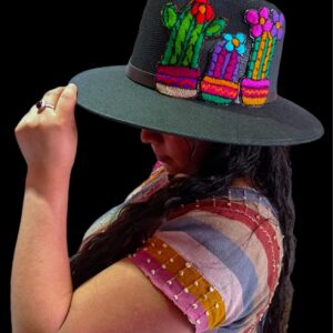 SOMBRERO YUTE PARCHE ADORNO CACTUS