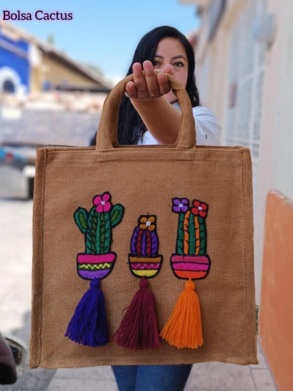 BOLSA CACTUS POMPONES - Imagen 3