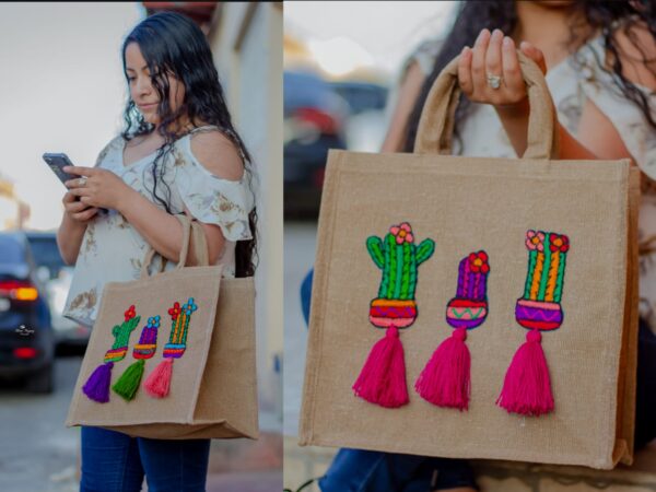 BOLSA CACTUS POMPONES - Imagen 4