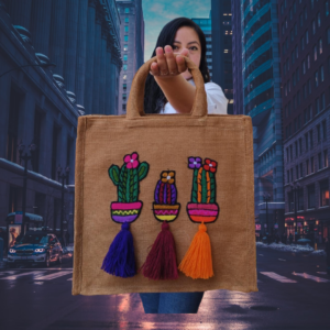 BOLSA CACTUS POMPONES