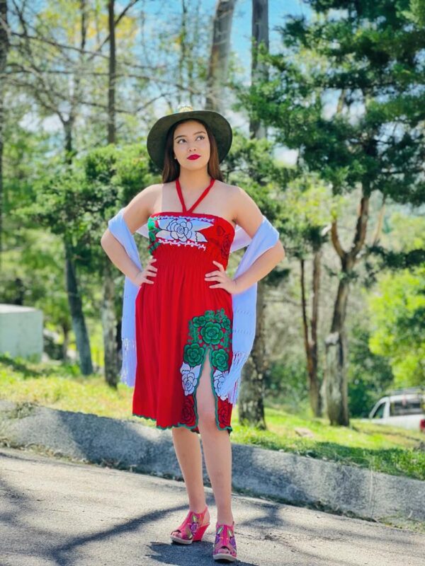 vestido straple tricolor